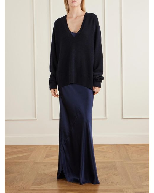 Nili Lotan Blue Cami Silk-Satin Gown