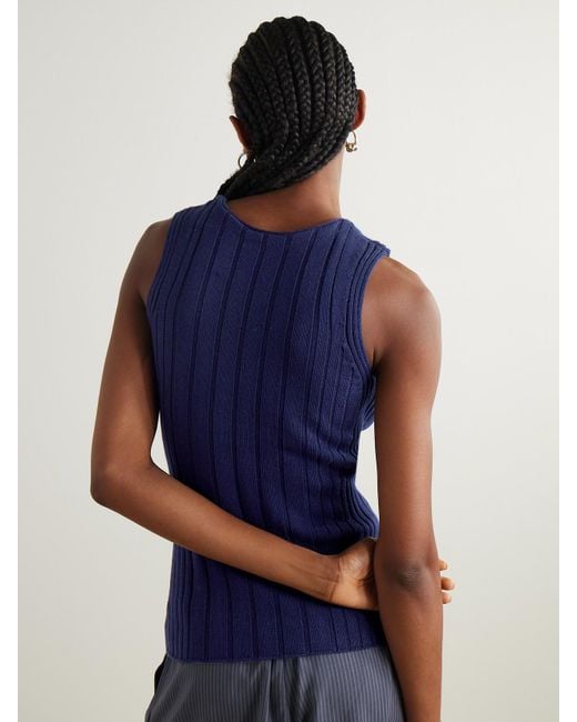 arch4 Blue Bosherton Ribbed Cotton, Silk And Cashmere-Blend Tank