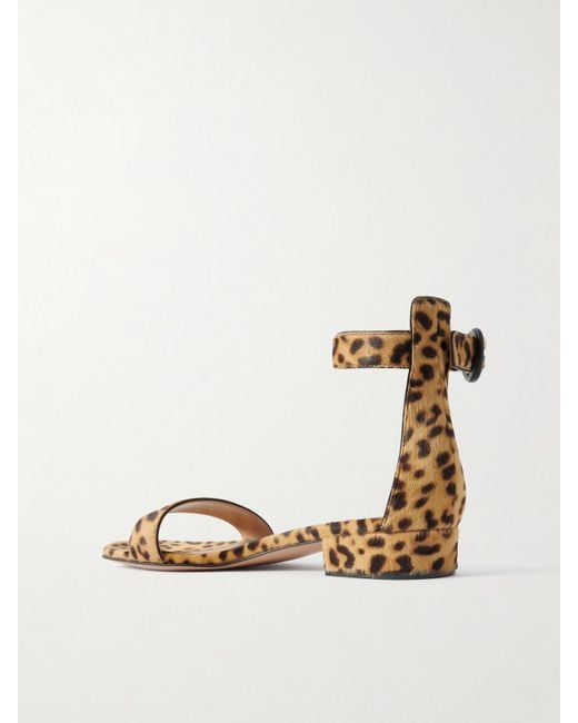 Gianvito Rossi Natural Portofino 20 Leopard-Print Pony Hair Sandals