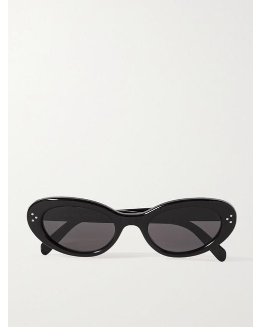 Céline Black Oval-Frame Acetate Sunglasses