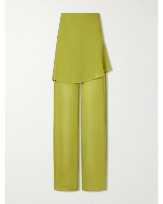 Christopher Esber Green Mirador Silk Wide-Leg Pants