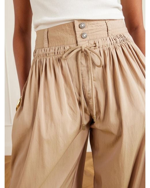 Isabel Marant Natural Inaya Satin Wide-Leg Pants