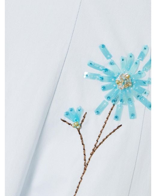 Staud Blue Wylie Embellished Embroidered Cotton-Blend Poplin Midi Dress