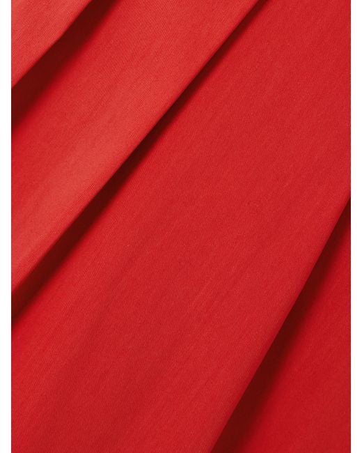 Jonathan Simkhai Red Jazz Pleated Cotton-Blend Poplin Midi Shirt Dress