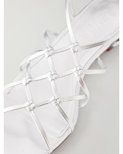 Aeyde White Anisa Leather Flat Sandals