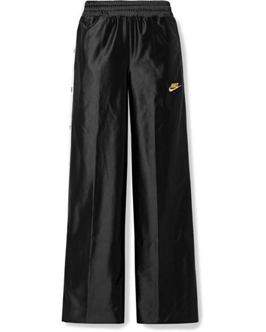 Nike Glam Dunk Striped Satin-jersey Track Pants in Black | Lyst