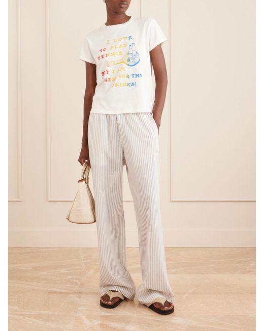 Mother White The Boxy Goodie Goodie Printed Cotton-Jersey T-Shirt