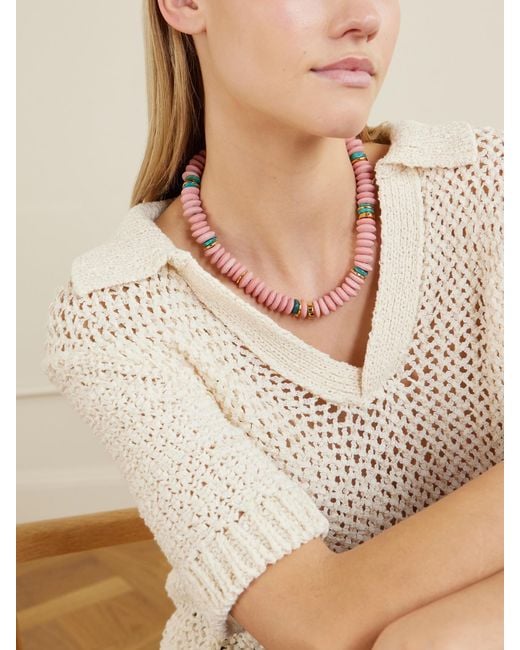 Lizzie Fortunato Pink Laguna-Plated Beaded Necklace