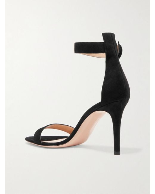 Gianvito Rossi Black Portofino Suede Sandals