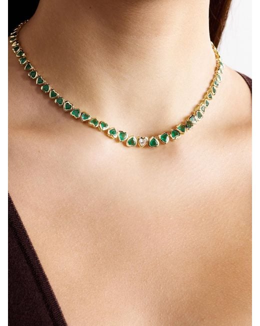 SHAY Natural 18-Karat, Emerald And Diamond Necklace