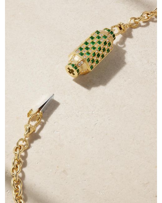 Marie Lichtenberg Natural Check Locket 18-Karat, Emerald And Diamond Necklace