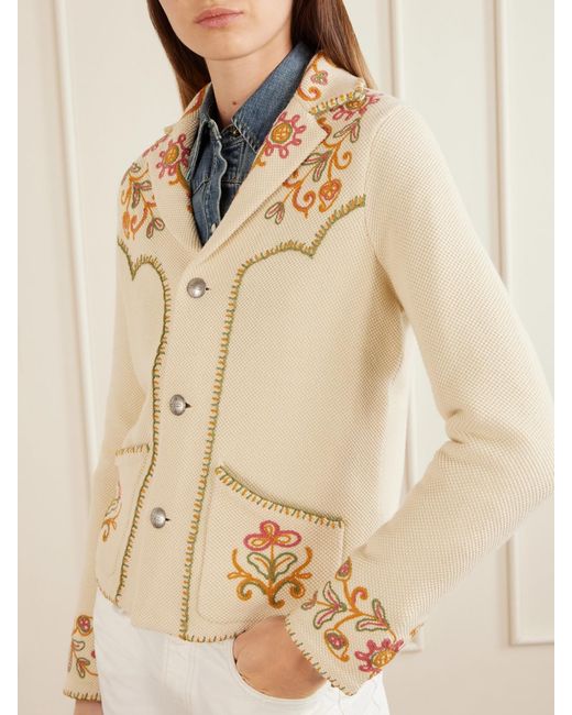 RRL Natural Bella Crochet-Trimmed Cotton And Cashmere-Blend Cardigan