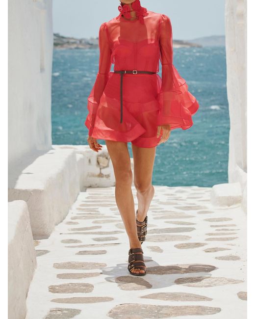 zimmermann red mini dress ZIMMERMANN Patience Mini Dress | Red Floral