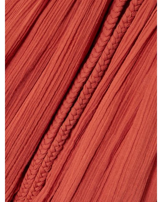Isabel Marant Red Jaoni Minikleid Aus Baumwolle Mit Raffungen Und Flechtdetails