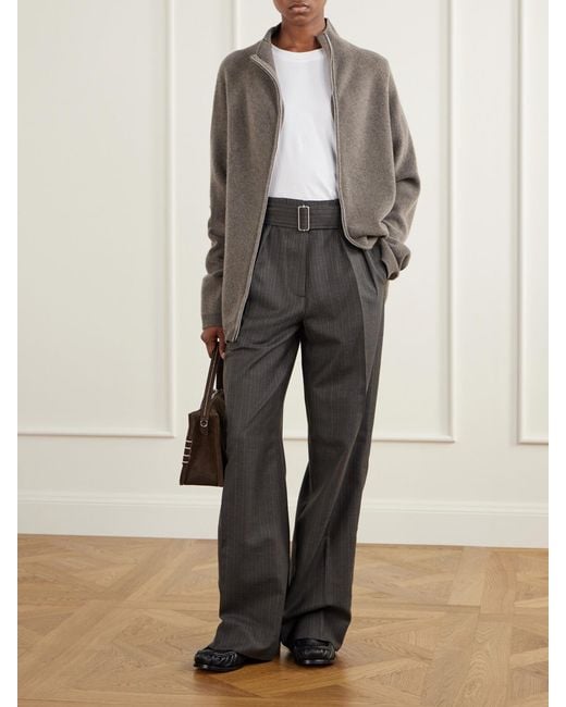 Our Legacy Gray Soar Belted Cotton And Wool-Blend Wide-Leg Pants