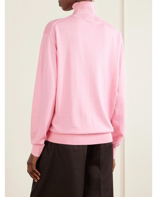 Tibi Pink Cotton Turtleneck Sweater