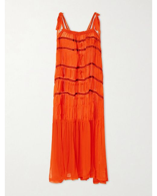 Alix Of Bohemia Red Emrys Ibis Chiffon Maxi Dress