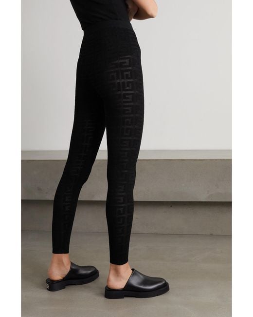 Givenchy Black Leggings Aus Pointelle-Strick Mit Stretch-Anteil