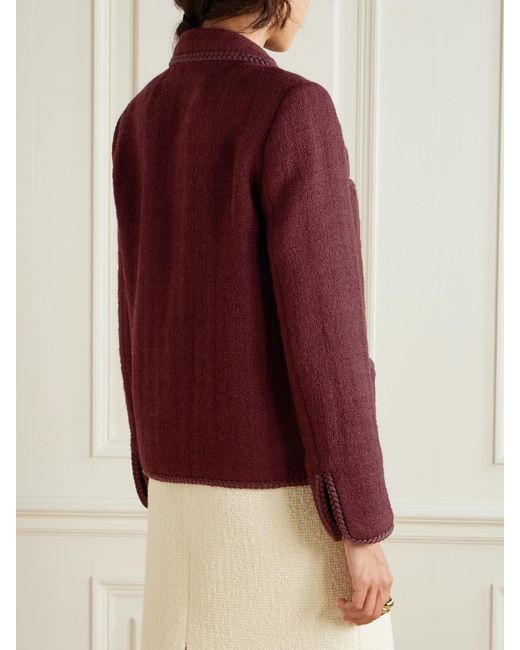 Etro Red Double-Breasted Wool-Blend Tweed Jacket