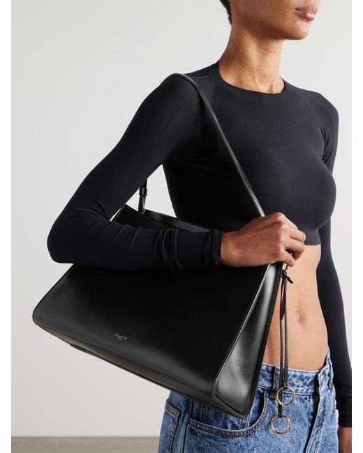 Alaïa Black Le Click Mittelgroße Schultertasche Aus Leder