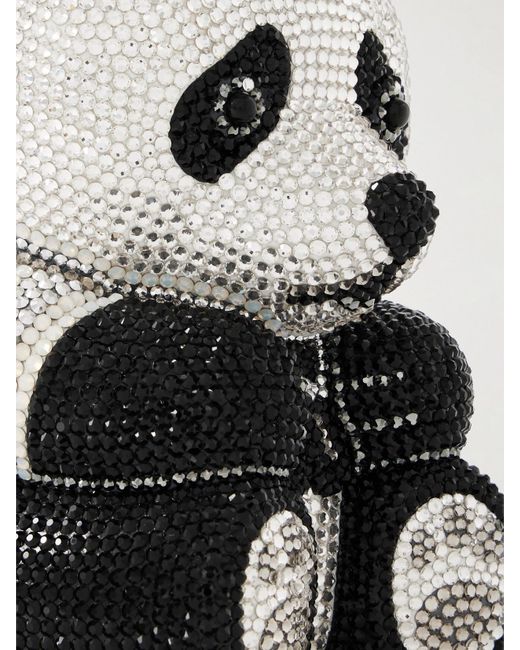 Judith Leiber Black Teddy Bear Ling Crystal-Embellished-Tone Clutch