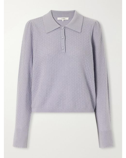 FRAME Purple The Honeycomb Cashmere Polo Sweater