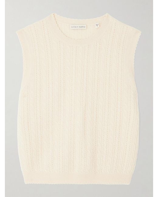 Doen Natural Louden Cropped Cable-Knit Cashmere Sweater Vest