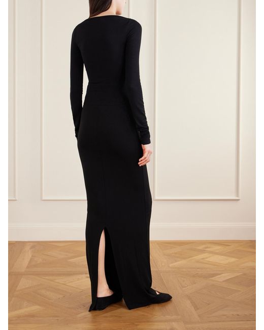 ÉTERNE Black Emma Matte Jersey Midi Skirt