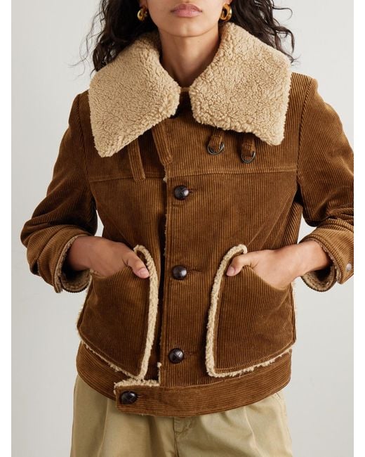 【KHAITE】shearling-trimmed cotton-corduroy ジャケット KHAITE Flinn Cotton Corduroy Jacket Khaite