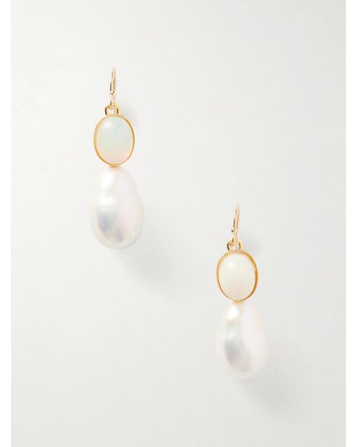 Jennifer Behr Natural Tatum Iridescent Opal And Pearl Earrings