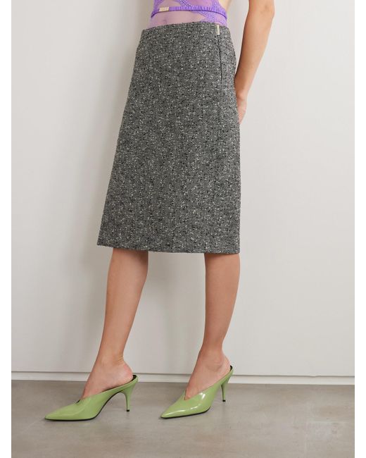 Gucci Gray Wool-Blend Bouclé Skirt