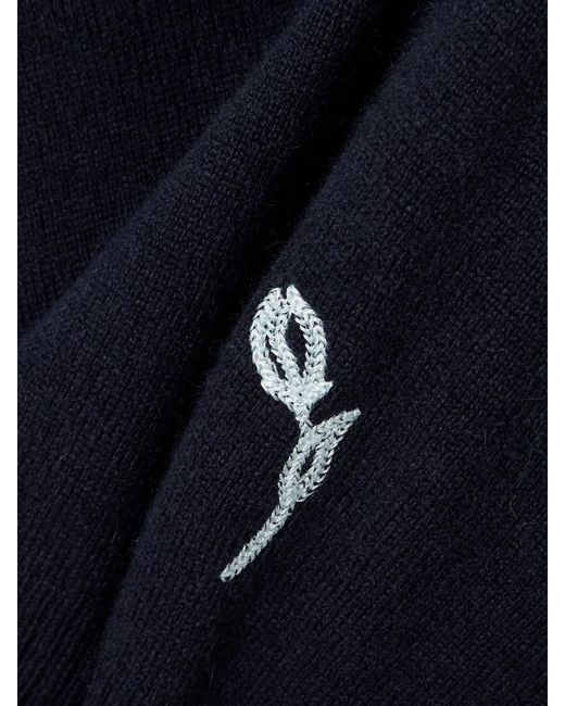 Erdem Blue Embroidered Cashmere And Wool-Blend Cardigan