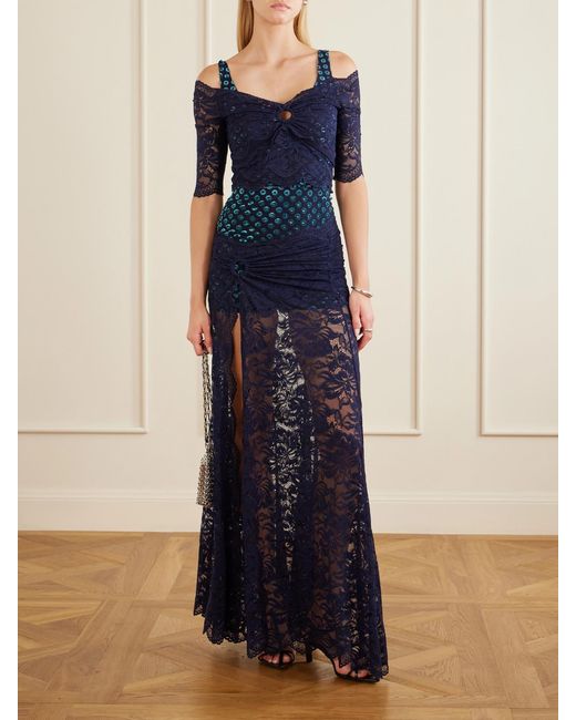 Rabanne Blue Lace Maxi Skirt