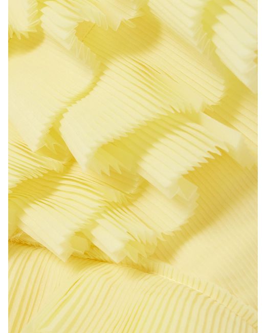 Aje. Yellow Reflection Minikleid Aus Plissiertem Crêpe Mit Stufen