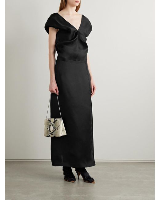 Khaite Black Ami Draped Silk-Gazar Top