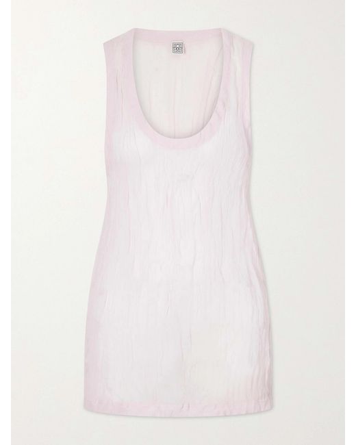 Totême White Crinkled Cotton-Blend Gauze Tank