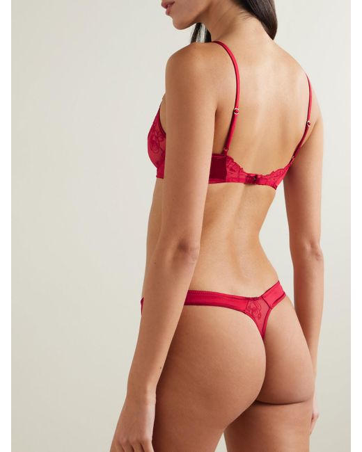 Kiki de Montparnasse La Rose Embroidered Tulle And Stretch-Silk Charmeuse Underwired Bra