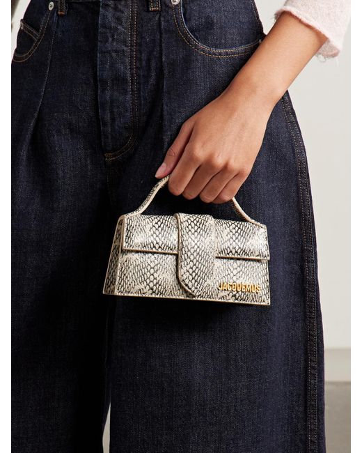 Jacquemus Natural The Bambino Schultertasche Aus Leder Mit Schlangeneffekt