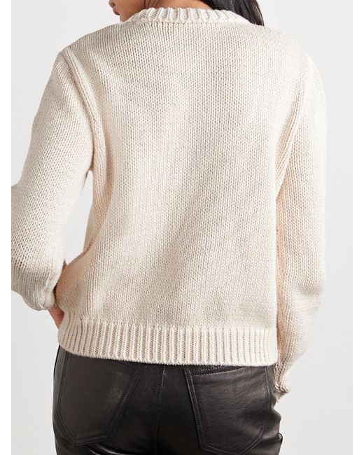 Moncler Natural Embroidered Cotton Sweater