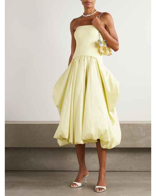 Jonathan Simkhai Yellow Izzy Stretch-Knit And Gathered Taffeta Midi Dress