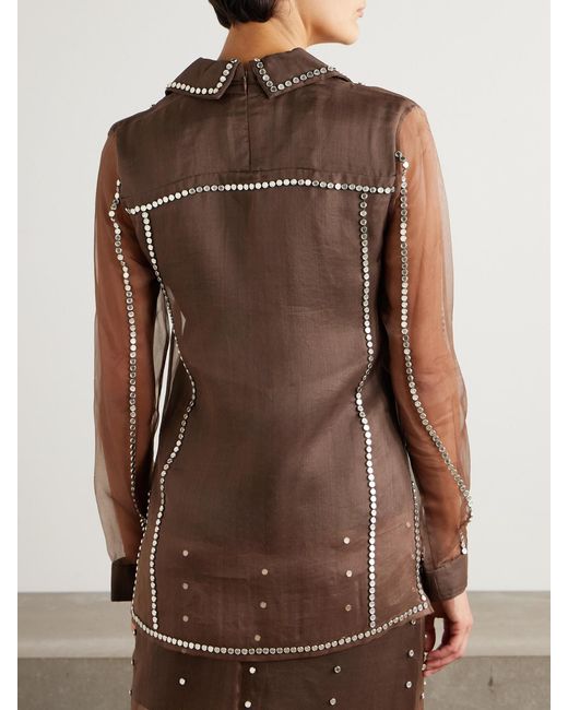 Wales Bonner Brown Presence Studded Organza Blouse