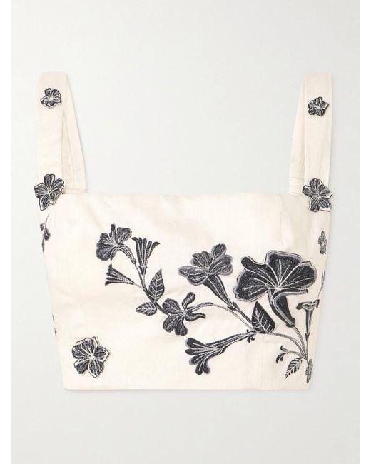 Haut Raccourci En Lin À Appliqués Et À Broderies Cacao Guayacan Agua Bendita en coloris Natural