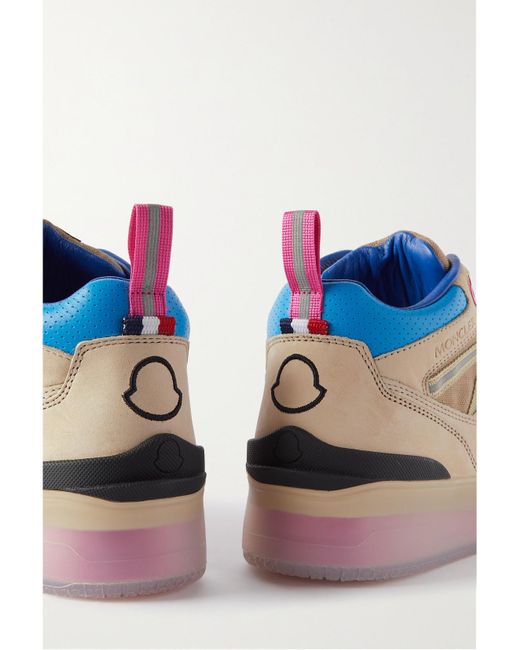 Moncler Pink Pivot Mid Leather And Ripstop-Trimmed Suede Sneakers