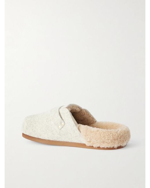 Ancient Greek Sandals White Vasilitsa Shearling-Lined Felt Slippers
