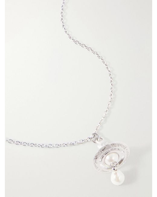 Vivienne Westwood White Aleksa Orb-Detailed Pearl-Effect-Tone Necklace
