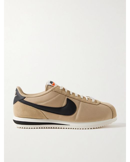 Nike Natural Cortez Leather And Suede-Trimmed Shell Sneakers