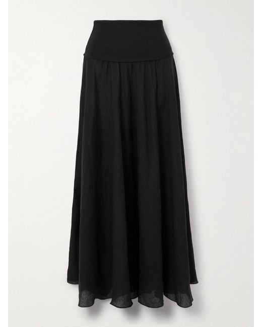 Johanna Ortiz Black Light And Sound Convertible Linen-Blend Maxi Skirt