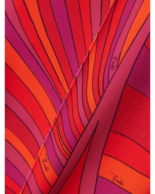 Emilio Pucci Red Cropped Printed Cady Straight-Leg Pants