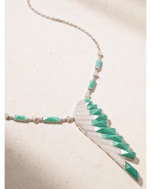 Garrard Natural Wings Rising 18-Karat, Malachite And Diamond Necklace