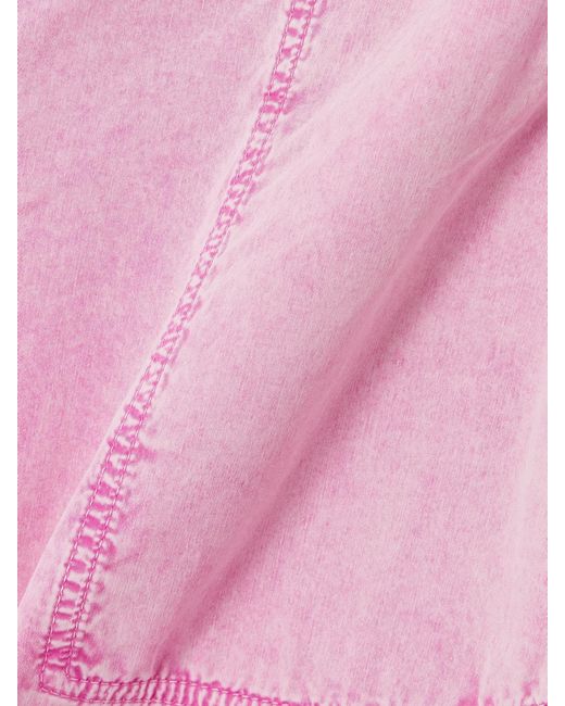 The Attico Pink Paneled Low-Rise Wide-Leg Jeans
